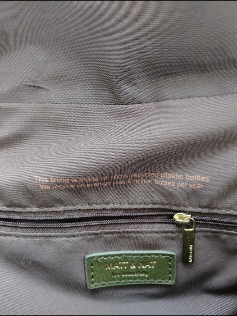 Matt & Nat Olive Vegan Leather Backpack with Front Pocket Vegan Unisex - Picture 12 of 16